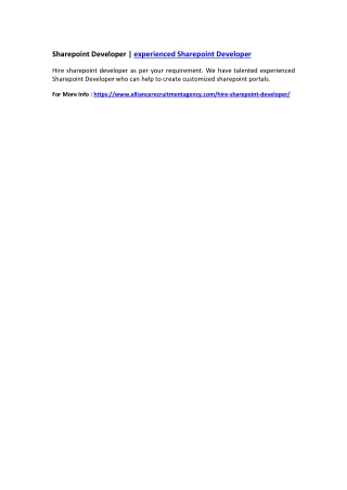 Sharepoint Developer | experienced Sharepoint Developer
