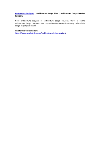 Architecture Designer | Architecture Design Firm | Architecture Design Services Company
