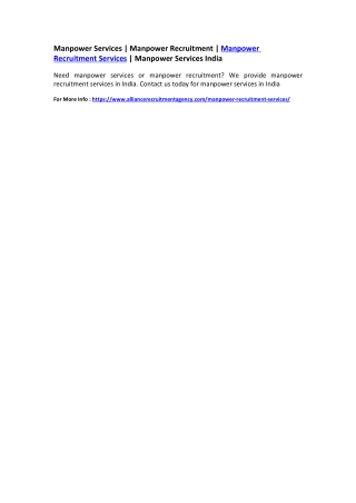 Manpower Services | Manpower Recruitment | Manpower Recruitment Services | Manpower Services India
