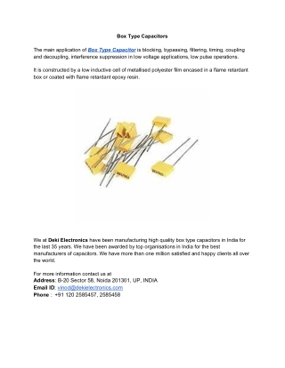 Finest Quality Box Type Capacitors