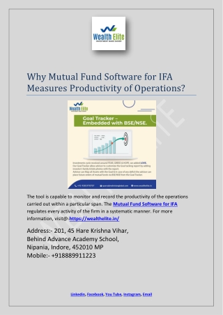 Why Mutual Fund Software for IFA Measures Productivity of Operations?