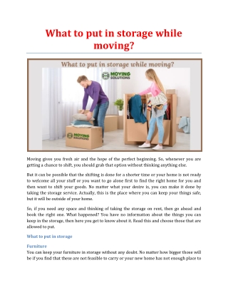 What to put in storage while moving?