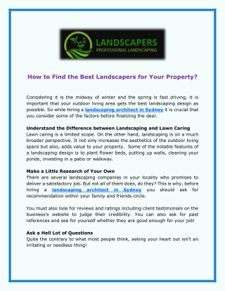 How to Find the Best Landscapers for Your Property?