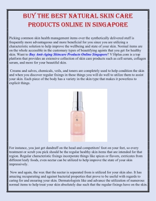 Buy The Best Natural Skin Care Products Online In Singapore