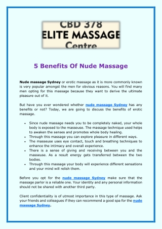 5 Benefits Of Nude Massage