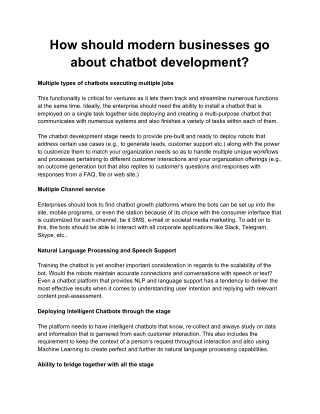 How should modern businesses go about chatbot development?