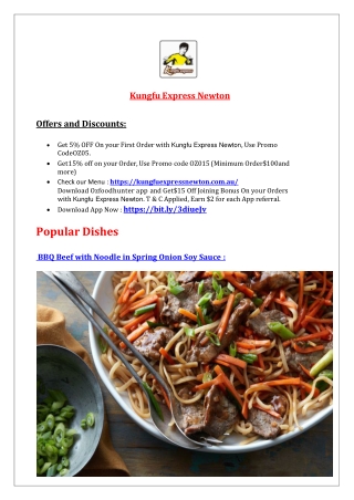 5% Off - Kungfu Express Chinese Newton Restaurant Menu, SA