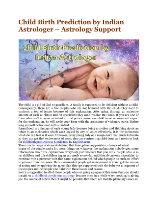 Child Birth Prediction by Indian Astrologer - Astrology Support