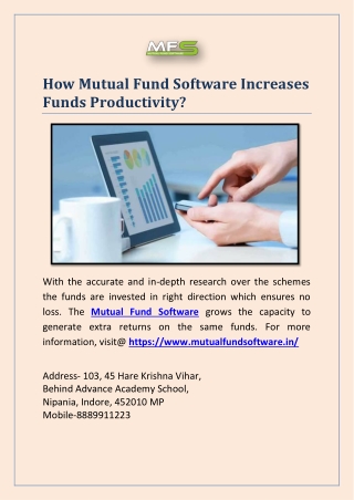 How Mutual Fund Software Increases Funds Productivity?