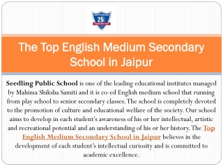 The Top English Medium Secondary School in Jaipur