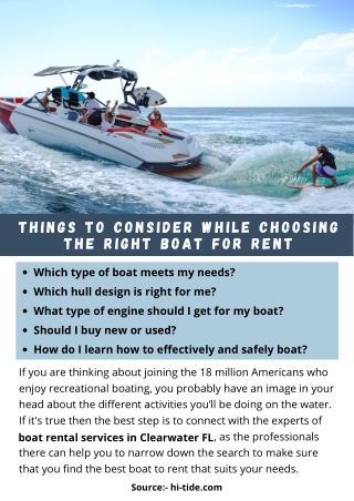 Things To Consider While Choosing the Right Boat For Rent