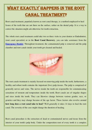 What Exactly Happens In The Root Canal Treatment?