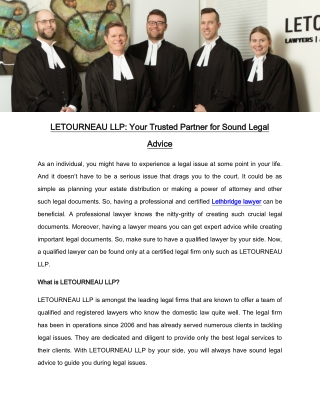 LETOURNEAU LLP: Your Trusted Partner for Sound Legal Advice