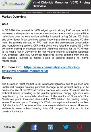 Vinyl Chloride Monomer (VCM) Prices, Market & Analysis | ChemAnalyst