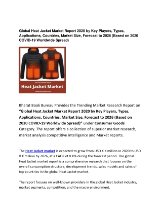 Global Heat Jacket Market Report 2020 Forecast: 2026