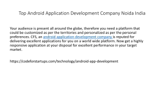 Top Android Application Development Company Noida India