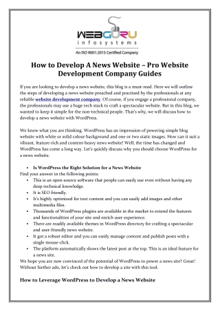 How to Develop A News Website – Pro Website Development Company Guides