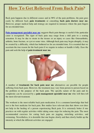 How To Get Relieved From Back Pain?