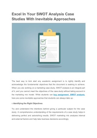 Excel In Your SWOT Analysis Case Studies With Inevitable Approaches