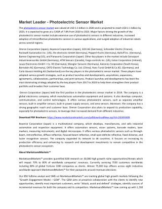 Photoelectric Sensor Market by Type, Range, Structure, Beam Source, Output, Application  | COVID-19 Impact Analysis | Ma