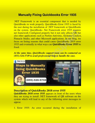 STEPS TO MANUALLY FIXING QUICKBOOKS ERROR 1935