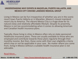 Understanding Why Expats in Mazatlan, Puerto Vallarta, and Mexico City Choose Lakeside Medical Group