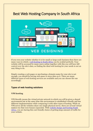 Best Web Hosting Company In South Africa