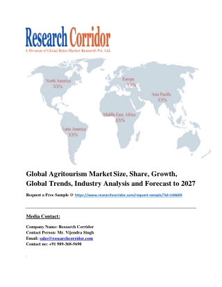 Global Agritourism Market Size, Share, Growth, Global Trends, Industry Analysis and Forecast to 2027