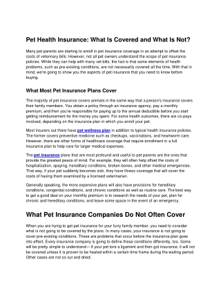 Pet Health Insurance: What Is Covered and What Is Not?