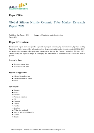 Silicon Nitride Ceramic Tube Market Research Report 2021