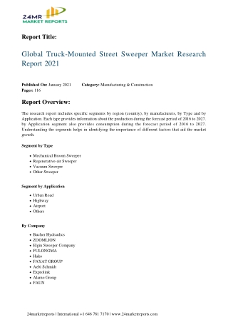 Truck-Mounted Street Sweeper Market Research Report 2021