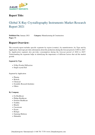 X-Ray Crystallography Instruments Market Research Report 2021