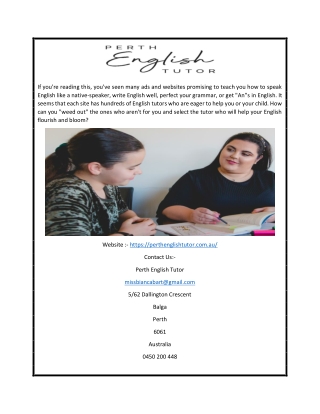 English Tutoring Perth | Perthenglishtutor.com.au