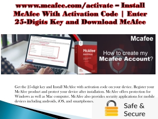 wwww.mcafee.com/activate – Install McAfee With Activation Code | Enter 25-Digits Key and Download McAfee
