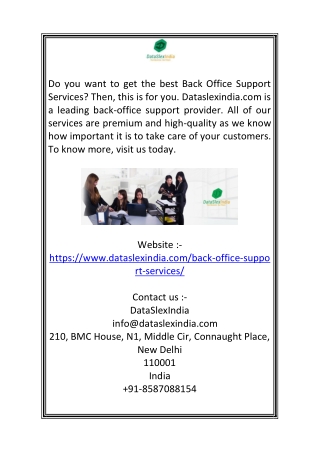 Back Office Support Services | DataSlexIndia