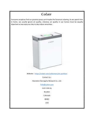 Air Purifier For Large Room USA | Colzer