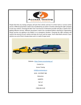 Cheap Tow Truck Service In Edmonton | Accesstowing.ca