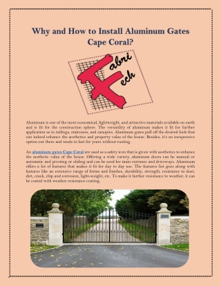 Aluminum Gate Cape Coral | Fabritechscreens