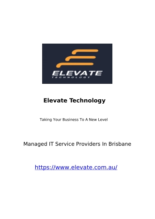 Managed Service Providers Brisbane - Elevate Technology