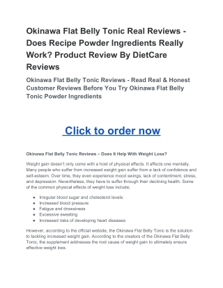 Okinawa Flat Belly Tonic Real Reviews - Does Recipe .