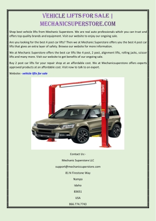 Vehicle Lifts for Sale | Mechanicsuperstore.com