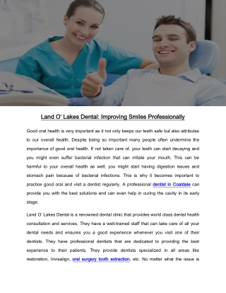 Land O’ Lakes Dental: Improving Smiles Professionally