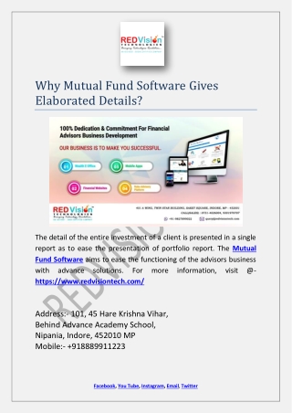 Why Mutual Fund Software Gives Elaborated Details?