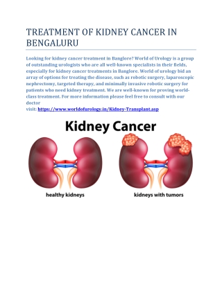 TREATMENT OF KIDNEY CANCER IN BENGALURU 