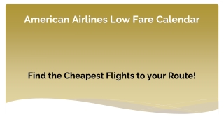 American Airlines Low Fare Calendar