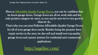 Garage Door Replacement Fountain Valley CA