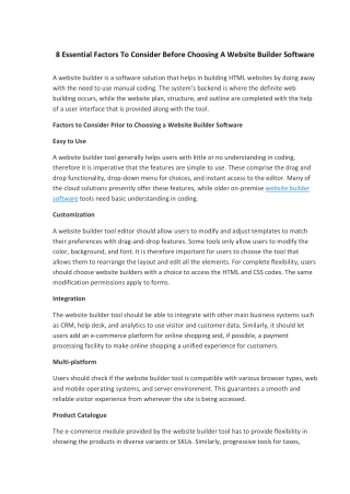 8 Essential Factors to Consider Before Choosing a Website Builder Software