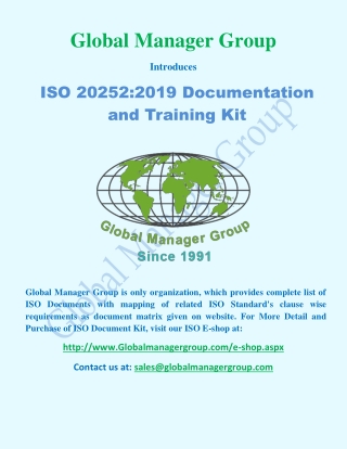 ISO 20252 Documents And Training Kit