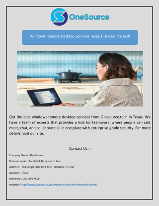 Windows Remote Desktop Services Texas | Onesource.tech