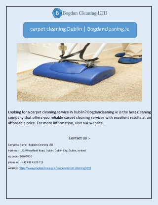 carpet cleaning Dublin | Bogdancleaning.ie